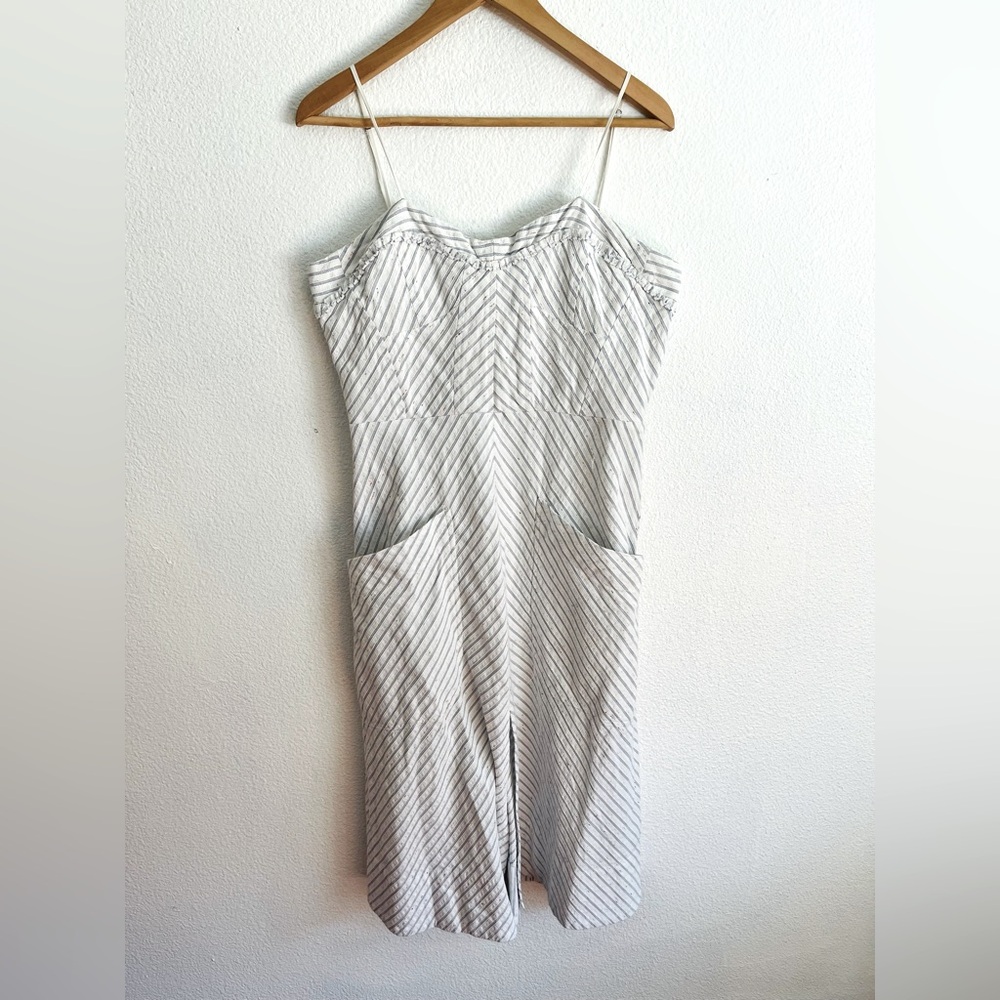 Rebecca Taylor Stripe Sprinkle Corset Cotton Blend Midi Dress 12